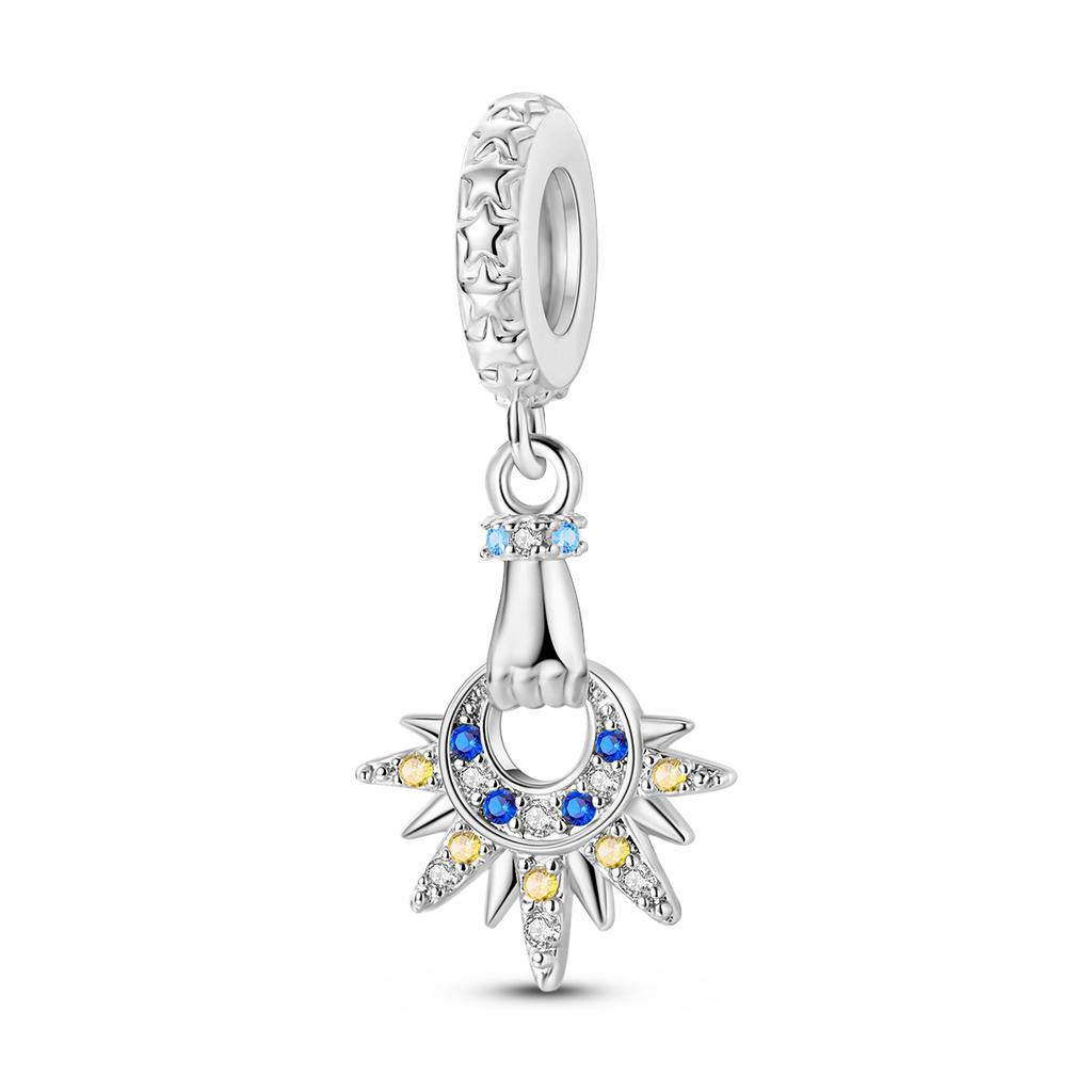 Choice Authentic Accessories Bracelets Sapphire Charm Bead Charms Bead Charms Genuine copper Blue Color Inlaid Zirconium Dangle Do It Yourself Jewelle