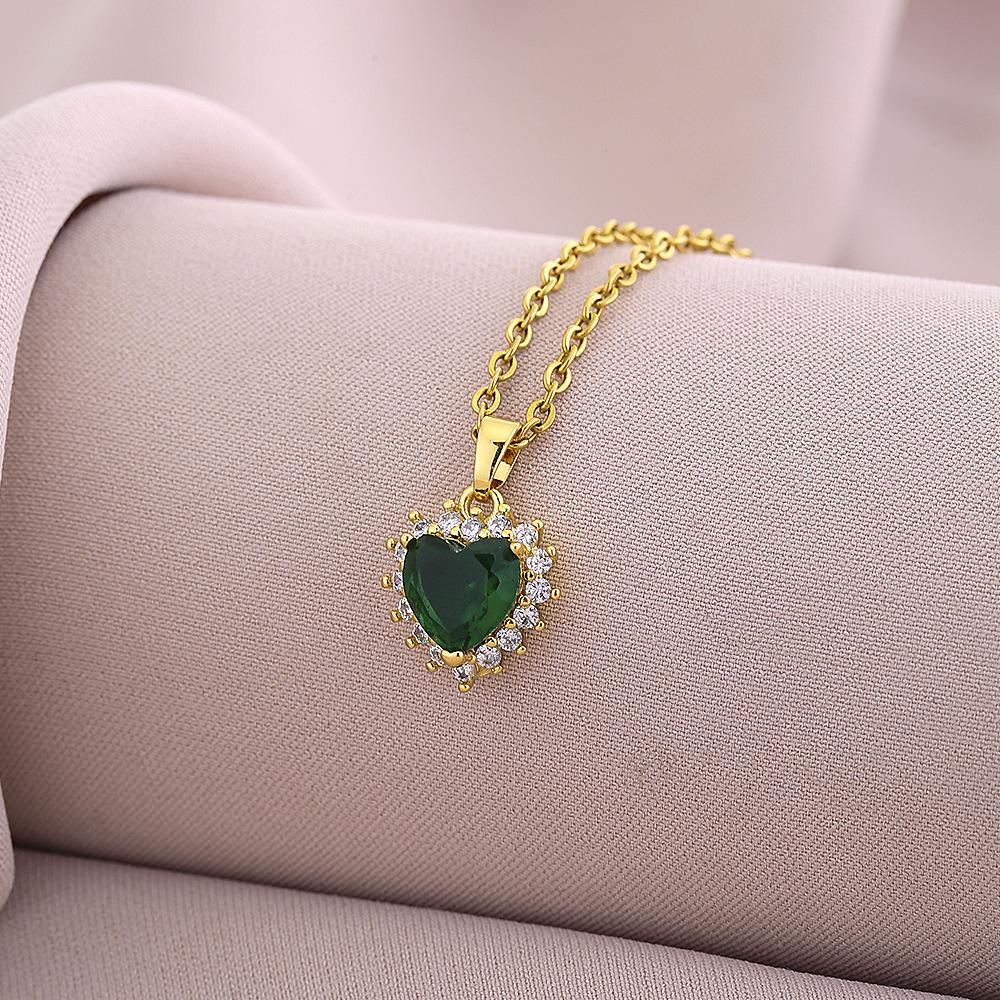 Halskette mit Smaragd-Anhänger für Damen, für Mädchen, hohes Gefühl, leichte Luxus-Minderheits-Schlüsselbeinkette, Halskette, Choker