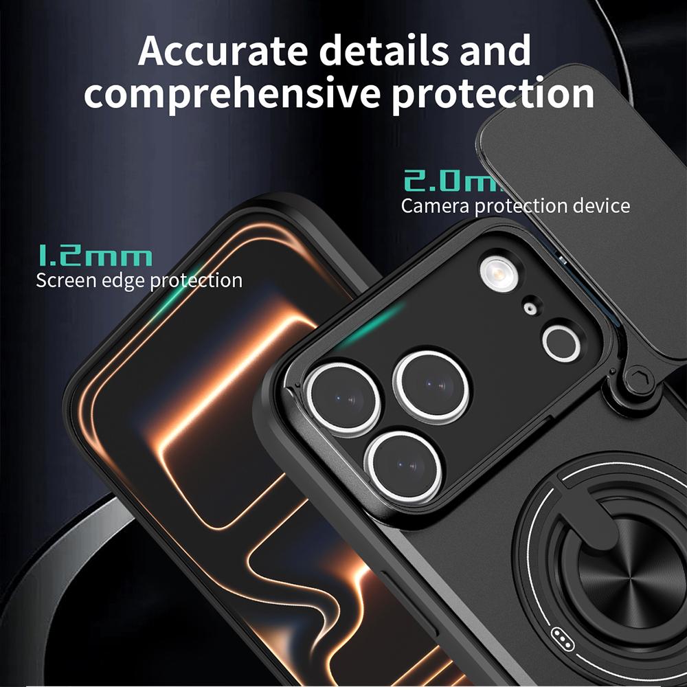 Rugged Shockproof Funda for iPhone 17 Pro Max / 17 Air 16 Plus Case Armor Rotatable Camera Lens Cover Ring Stand Capa Funda