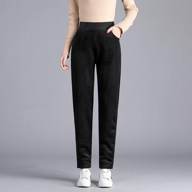 Trousers for Women Padded Thickened Autumn and Winter Corduroy High Waist Middle-aged Women's Trousers Striped Velvet Casual Straight Trousers