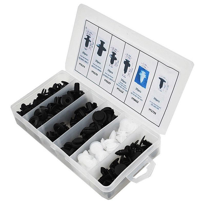 Lot de 100 clips de fixation pour voiture, 6 tailles, pour carrosserie mixte, rivets, garniture de porte, pare-chocs, panneau