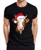 Christmas Cow Santa Hat Farm Gift Cute Funny Unisexs TShirt