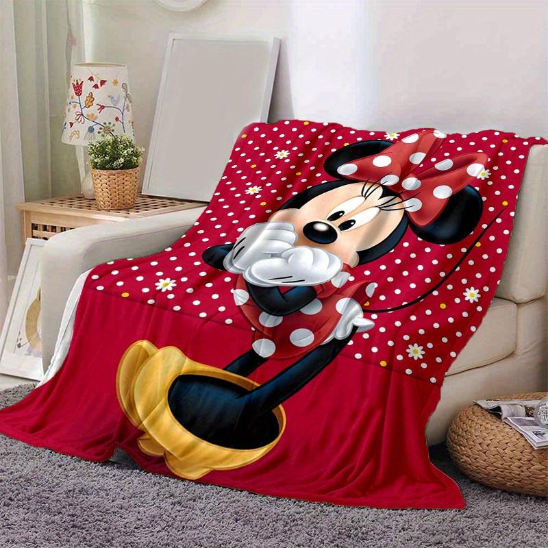 1pc. Cute Minnie Mouse Cartoon Blanket, Soft Throw for Home Decor, Gift Idea, Suitable for All Seasons (Red Polka Dot Background)D014