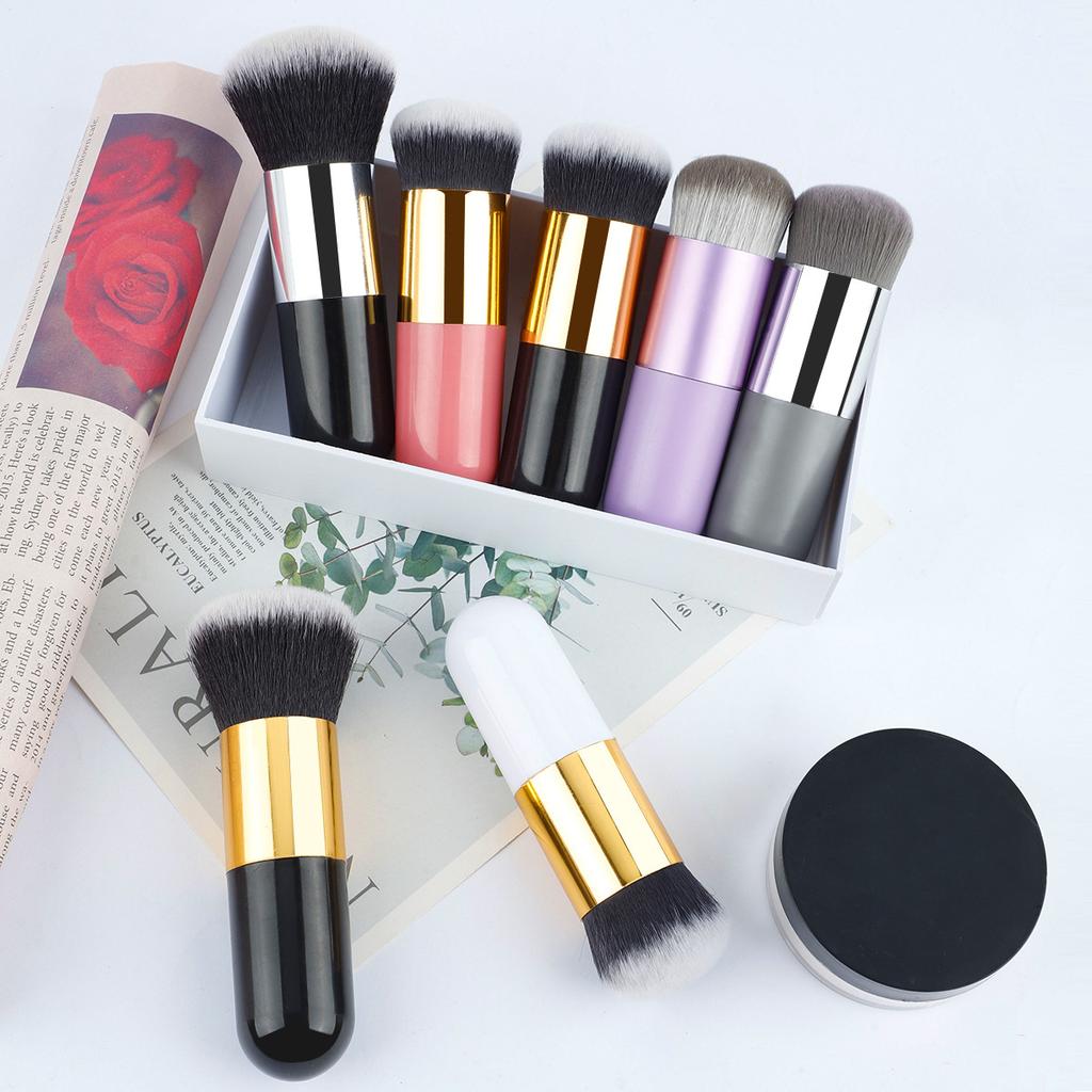 Pinceau de maquillage pour fond de teint pilier petit et épais unique, tête ronde pinceau poudre libre pinceau crème BB pinceau blush outil de maquillage pinceau