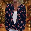 Damen Weihnachtsdruck Langarm Strickjacke, Knopfleiste Feiertagspullover