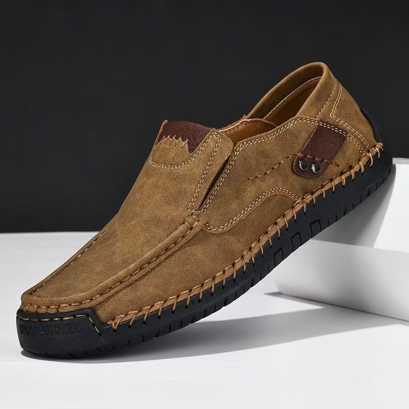 Nieuwe Handgemaakte Leren Herenschoenen Casual Comfortabele Heren Loafers Instappers Leren Schoenen Heren Flats Buiten Wandelschoenen