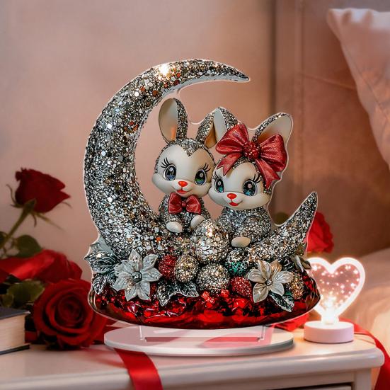 Yousheng Osterhase Acryl Tischschild 2D Flach Bunte Eier Hase Dekoration Zuhause Wohnzimmer Valentinstag Feiertagsparty Tischaufsteller