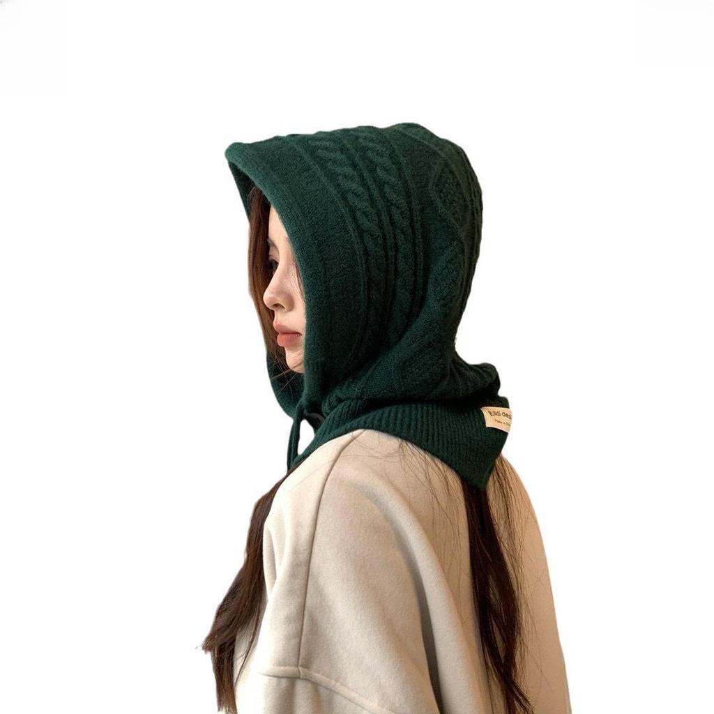 Women's Korean Winter Knit Balaclava: Warm Wool Scarf, Head Cover & Ear Protection Hat