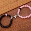 Magnetic Heart Couple Bracelets: Trendy Beaded Set for Women