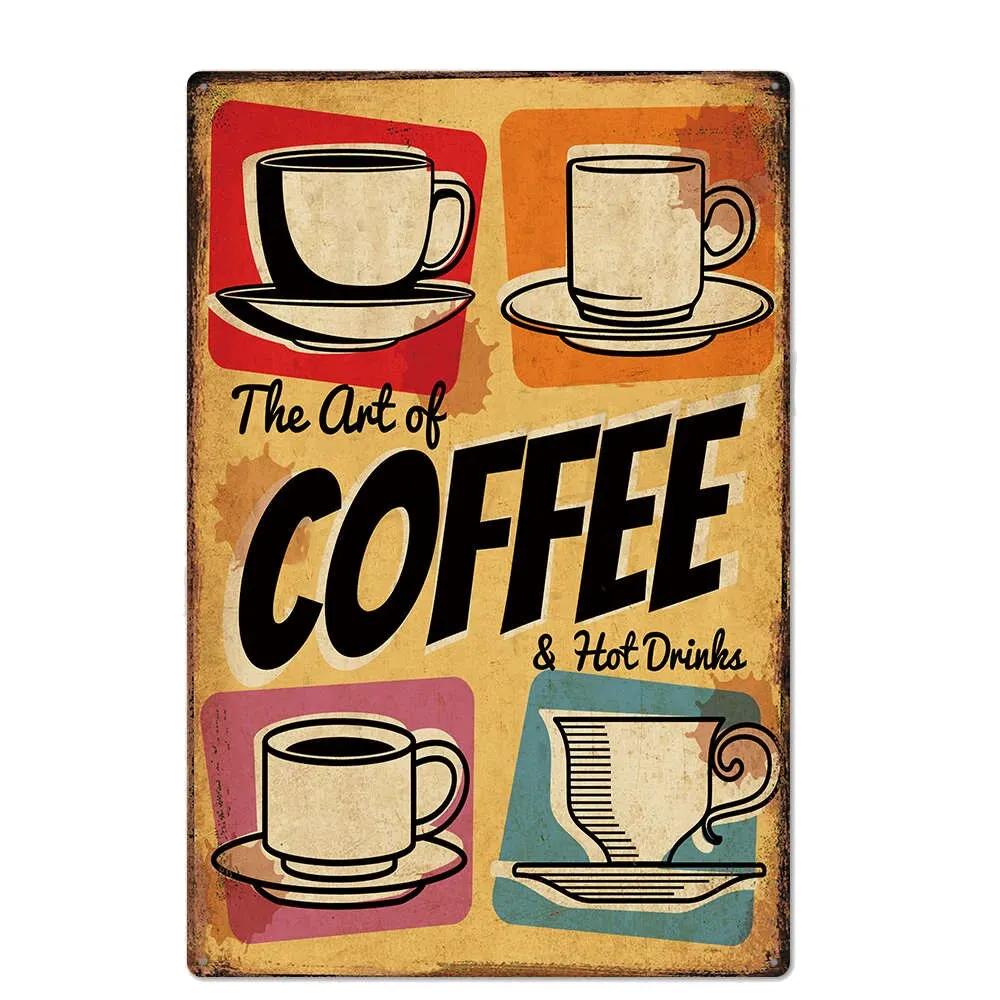 Vintage Shabby Chic Coffee Menu Metal Tin Sign Retro Home Bar Cafe Pub Tavern Wall Decoration Decorative Plate Poster for
