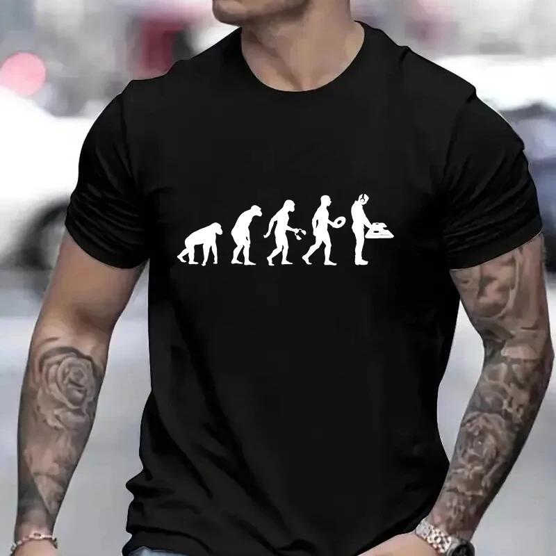 Funny Evolution DJ Printed TShirt Men Fashion Casual Short Sleeves Tshirts Summer Casual Breathable Tshirt Music Tee Shirt Tops