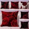 Hot Rose Cushion Cover Natural Linen Organic Fabric DoubleSided Printing Sofa Home Decor Breathable Bed Pillow