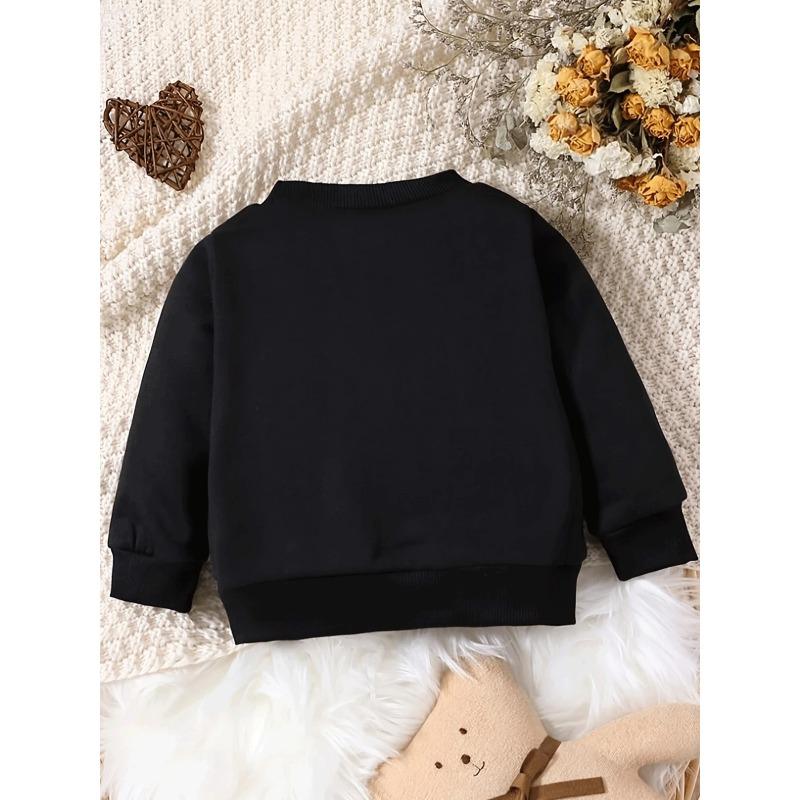 European sizes Christmas Reindeer Print Pattern, Comfortable Thin Round-Neck Sweatshirt for Baby Kids in Spring And Autumn