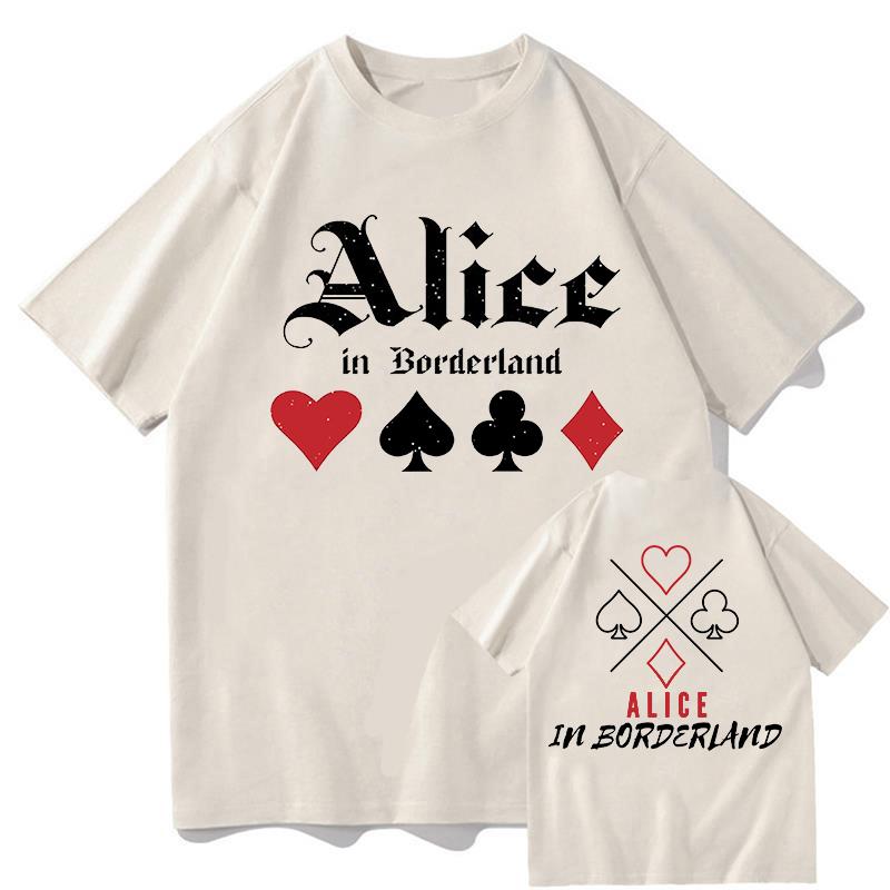 100% Baumwolle Vintage Alice In Borderlands T-Shirts Sommer Buchstabe Unisex Mode Tour 2026 T-Shirts Herren/Damen Oversize Locker T-Shirts