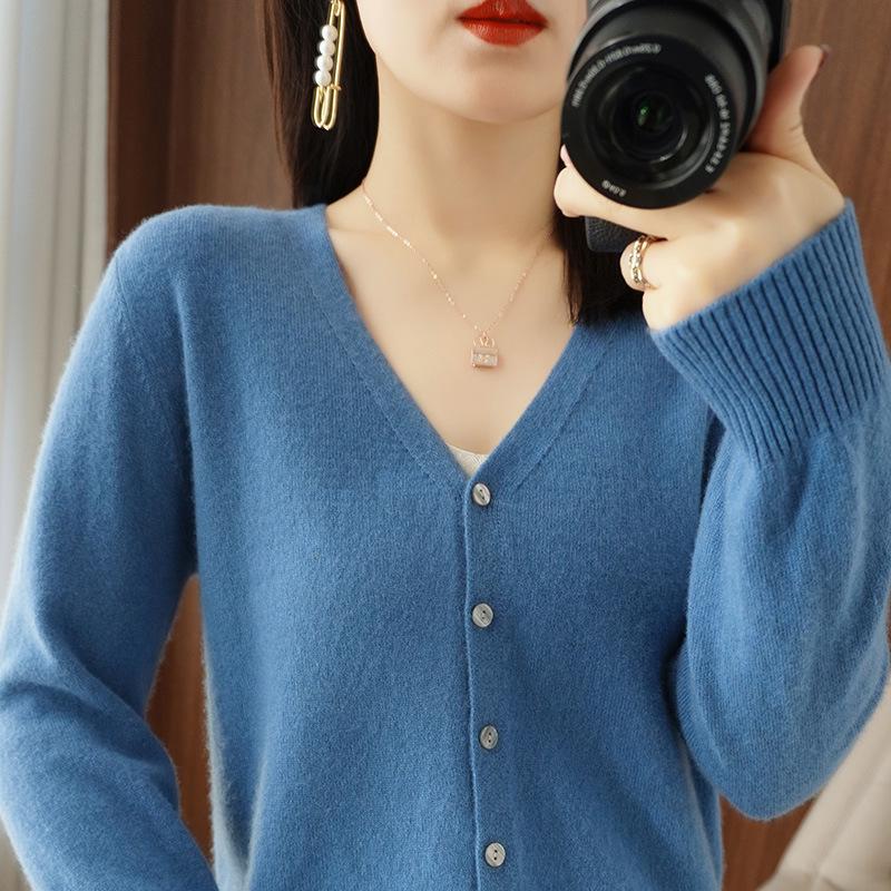 New Spring/Summer V-Neck Loose Plus Size Thin Knit Long Sleeve Cardigan Sweater Set