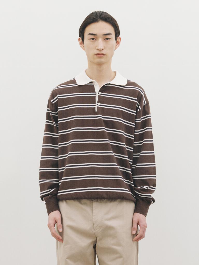 Deowedeoijeueosseom Striped Cotton Collar Knit (Brown)