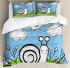 Kawaii Snails Duvet Cover Set Gradient Rainbow Printed Bedding Set Bedroom Decor Funny Snails Plant Duvet Cover for Boys Girls