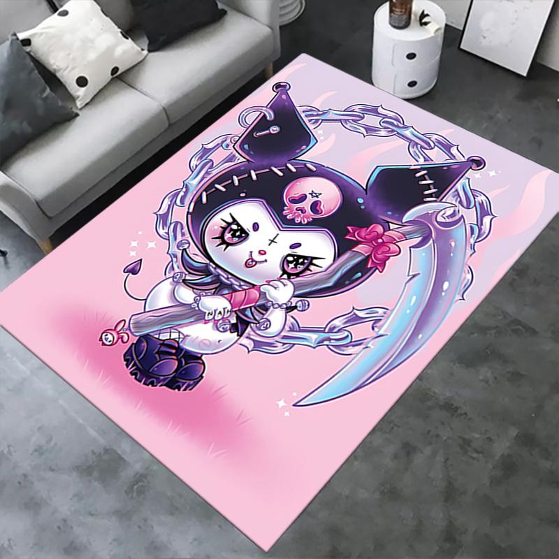 Office Rug Gothic Kawaii, Skull Cute Anti-Slip Rug, Machine Washable for Living Room, Bedroom, Office, Multiple Sizes, Bedroom Mat, Decorative Mat, Du