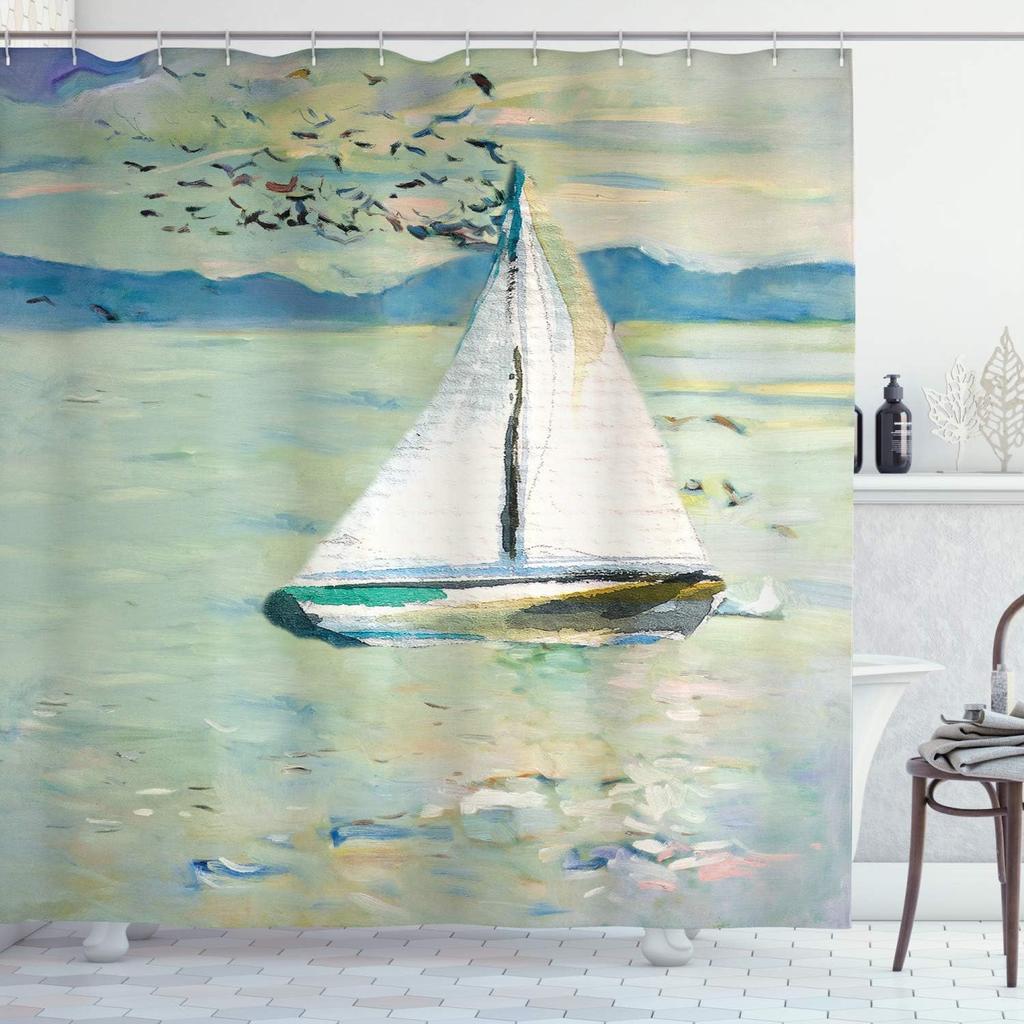 Floral Plant Theme Vintage Shower Curtain Vine Green Leafy Peacock Fabric Bathroom Decorative Shower Curtain With Hook