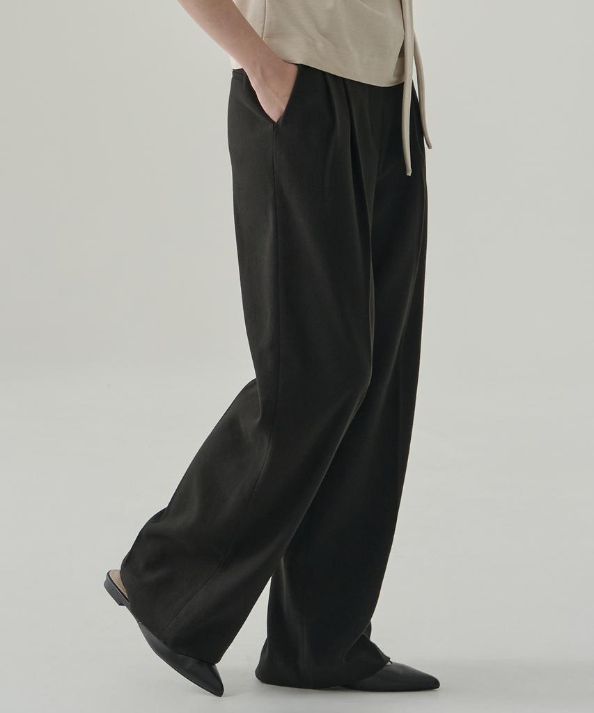 Deuloupisumeon Tosti Brushed Double-Pleat Wide Slacks [Ivory]