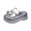 Fashion 8CM Roman Bling Crystal Slippers Women Summer New Fashion Sequins High Platform Open Toe Beach Slippers Leather Sandals Slide