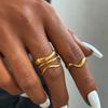 Stainless Steel Ring Asymmetric Cutout Design Exquisite Couple Rings For Women Zircon Adjustable Gift for Friends To Each Other