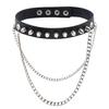 DIEZI Harajuku Black PU Leather Choker Necklace For Women Men Punk Gothic Round Heart Star Statement Pendant Tassel Necklace