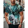 Heren 3D Digitale Print Draak Grafisch T-shirt Casual Korte Mouw Zomer Ronde Hals T-shirts Normale Pasvorm Oversized T-shirt Top