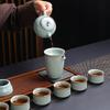 Retro Ru Kiln Theeservies Open Keramische Theepot Theekopje Kung Fu Theeservies Tianqing Zakelijke Geschenken Ru Porselein