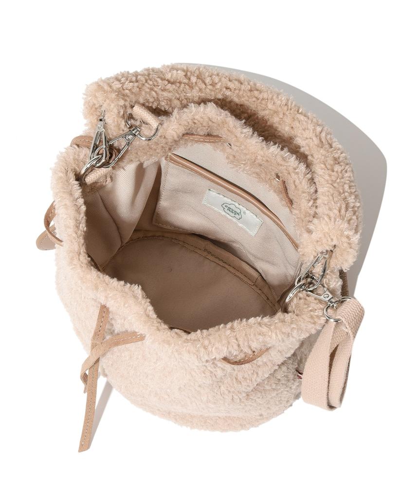 Covernat Woman Clover Heart Fluffy Bucket Bag Beige