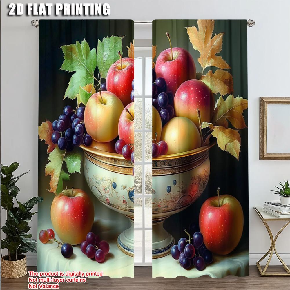 2pcs   Curtain Cloth  Print Fresh And Delicious Fruit Machine Washable (without Rod) Stuff Clearance for Living Room   Bedroom