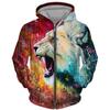 Hanorac pentru bărbați, primăvară, toamnă, cu fermoar, hanorace, 3D, animale, leu, bestie, imprimare, pulover cu glugă, jachetă de modă, îmbrăcăminte sportivă ocazională