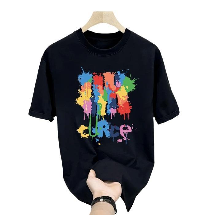 Heren T-shirt met korte mouwen Heren Trend Casual Koreaanse Versie Katoen Ronde Hals Bedrukt T-shirt met korte mouwen