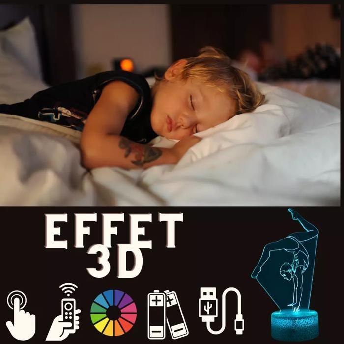 LED 3D Bedside Lamp - Gym - Touch Night Light - Multicolored - Remote Control - Contemporary Design