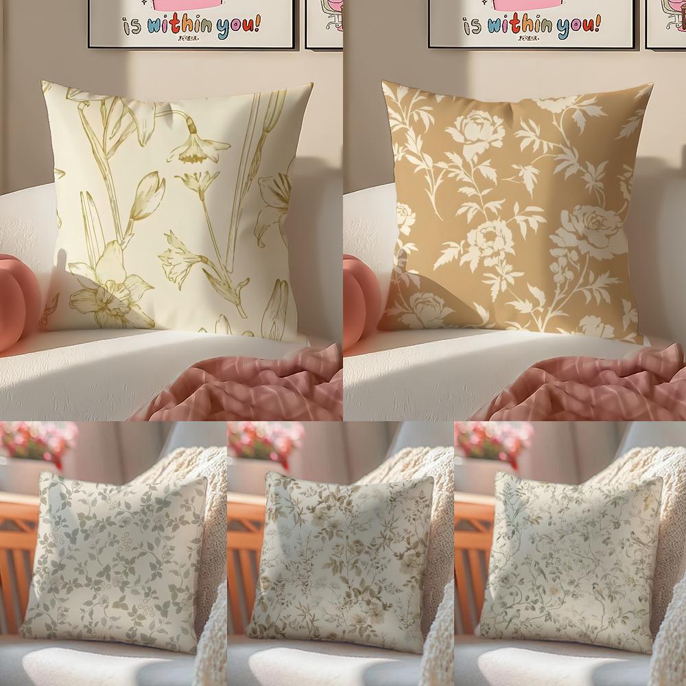 Fashion Retro French Courtstyle Floral Motif Cushion Cover Pillowcase Short Plush Invisible Zipper Room Sofa Cushion Cover