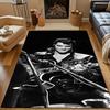 "Retro Musiker spielt Gitarre Design" Gemusterter Teppich, rutschfeste Matte geeignet für Wohnzimmer- und Schlafzimmer-Sofas