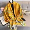 Luxury Women Summer Silk Scarves Shawls Lady Wraps Soft Female Beach Yellow Stole Bandanna Foulard Muffler Scarf