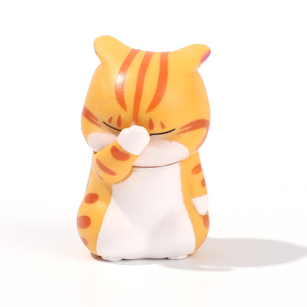 Mini Facepalm Cat Car Cute Cat Ornament Model Desktop Toys Gifts for Room Office Kids Car Pendant Simulation Miniature Animal