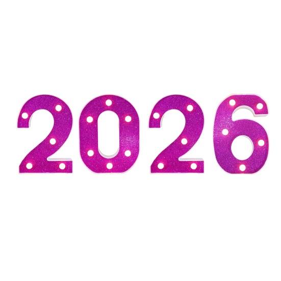מספרים מוארים 2026 מספרים גדולים עם נורות LED מופעלים בסוללה שלט אותיות לשנה החדשה מסיבת סיום חתונה קישוט שולחן
