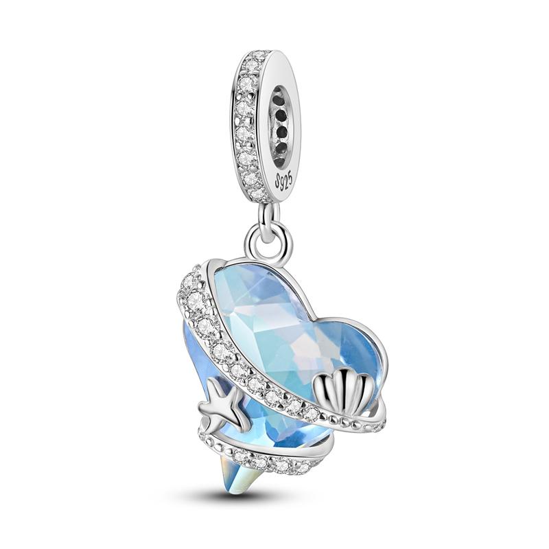 Blue Series Charms Copper Beads Butterfly Lovely Cat Heart Charms Fit Diy Original Bracelet Pendant For Women Jewelry Making