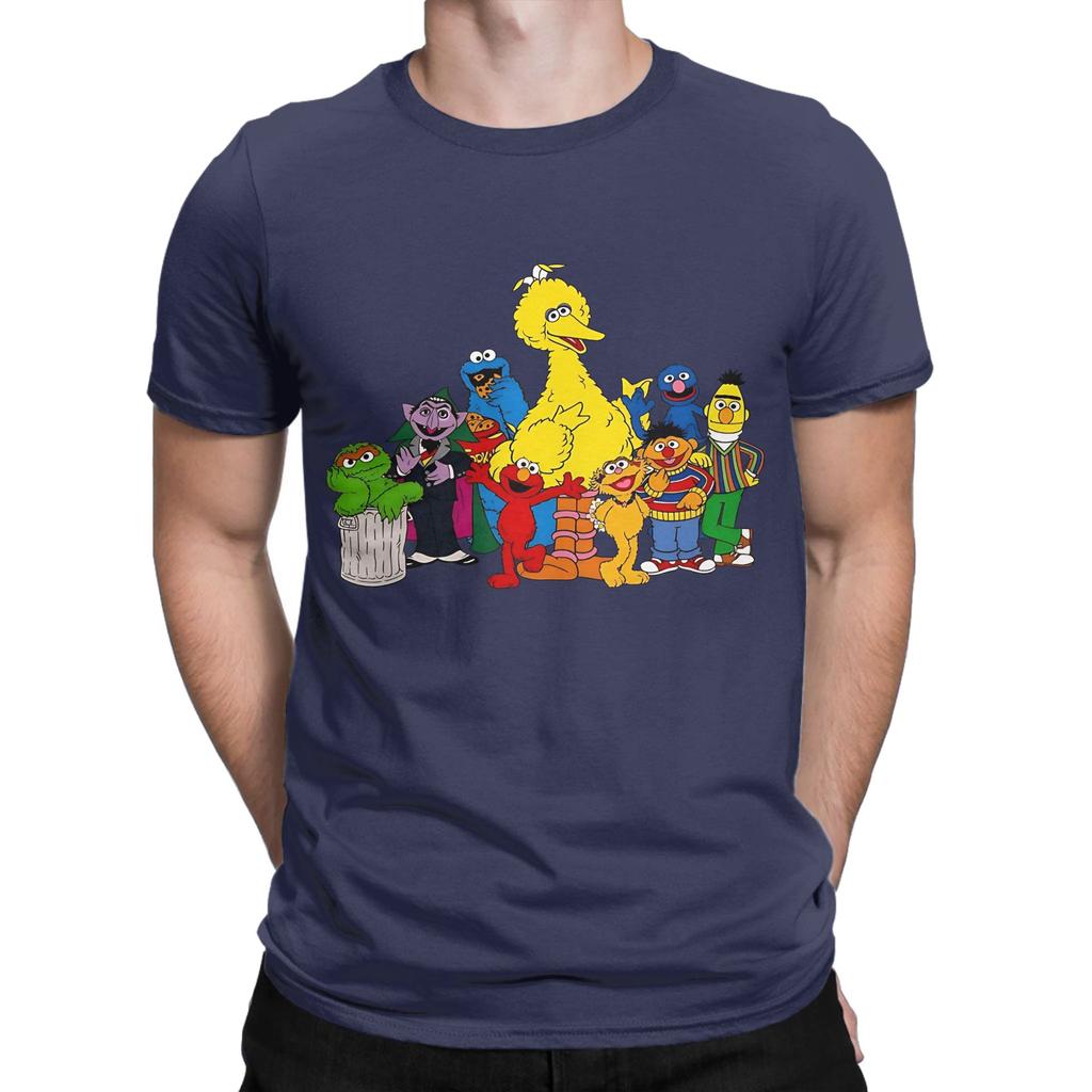 Characters Classic Retro Group Design Novelty Graphic 100 Cotton Tshirt Ssesame Street Tees Tops For Unisex