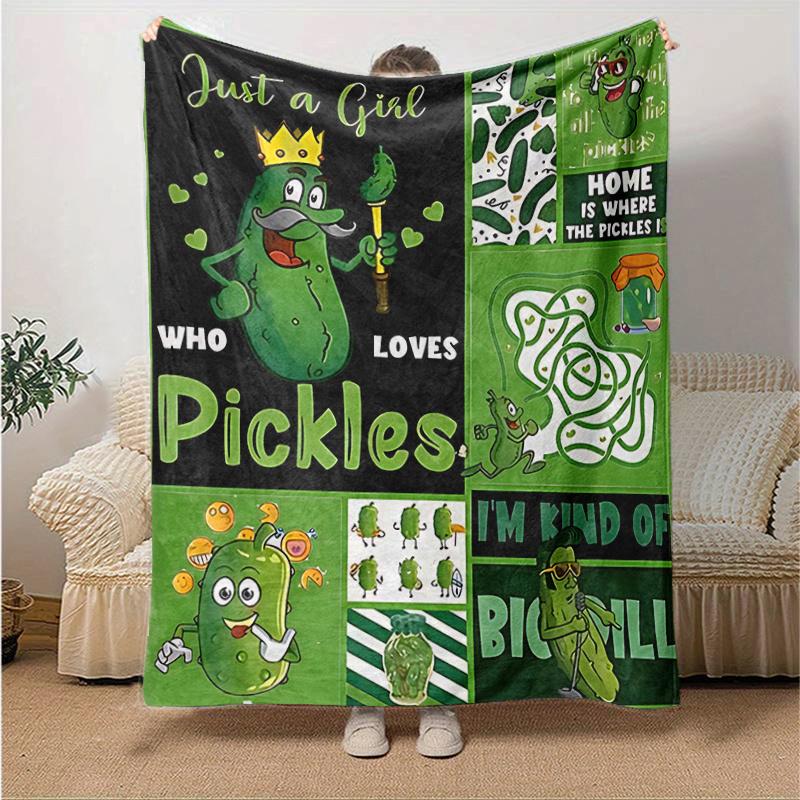1pc Pickle Lover's Home Decor Collection Pickle Themed Throw Blanket, Couch Cover, Travel & Blanket .W015