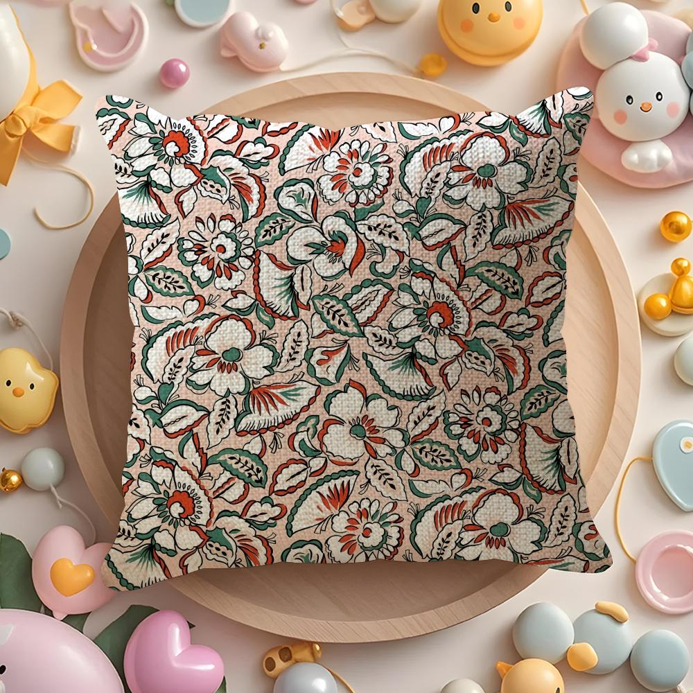 Retro Aristocratic Flower Pattern Cushion Cover DoubleSided Printed Organic Linen Pillow Cover Decorative for Sofa Home