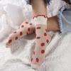 Transparent Girls Japanese Lace Strawberry Ruffles Tube Socks Lolita Socks Women Hosiery Cartoon