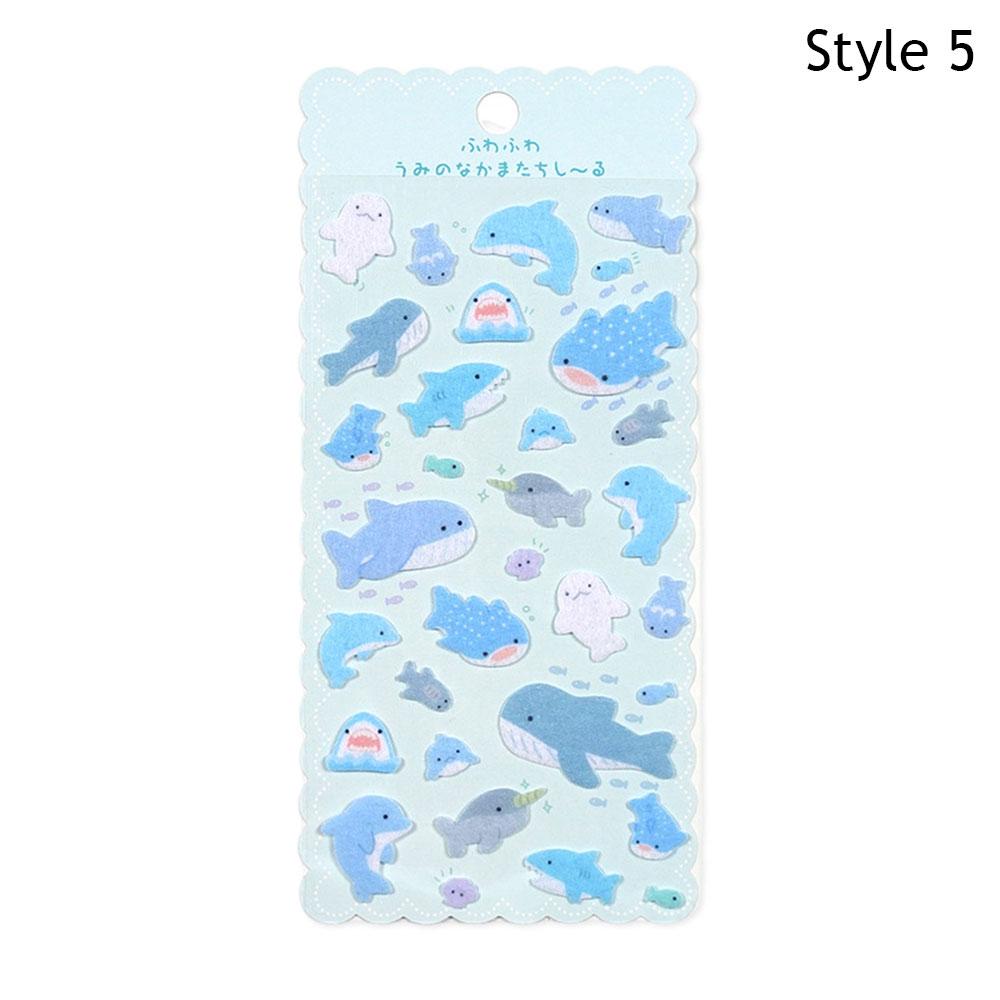 Cartoon Animal Felt Cloth Kawaii Decor Stickers Scrapbooking DIY Journaling Cute Stationery Sticker Marine Animal Decor Stickers