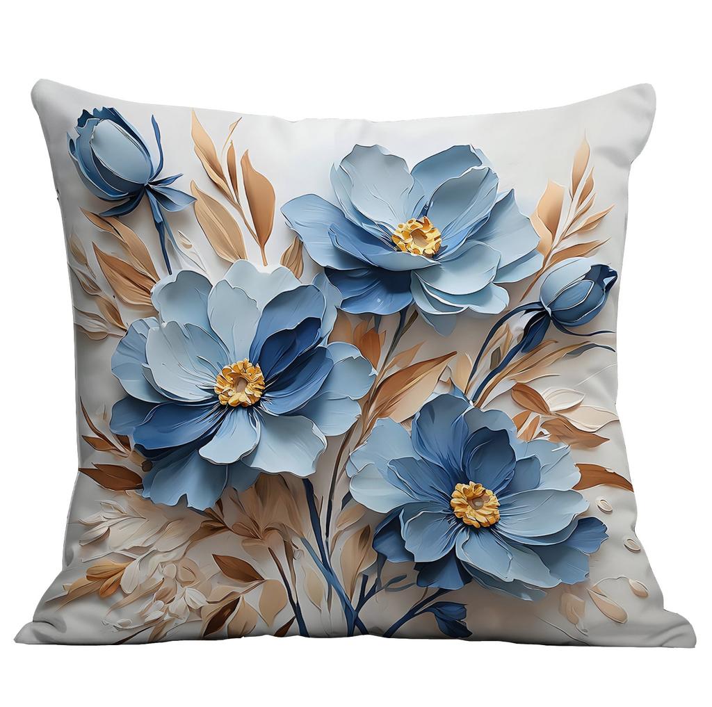 New Imitation 3D Blue Floral Pillow Cover Compact Fresh Home Cushion Pillow Cover Decoration Premium Durable Quality