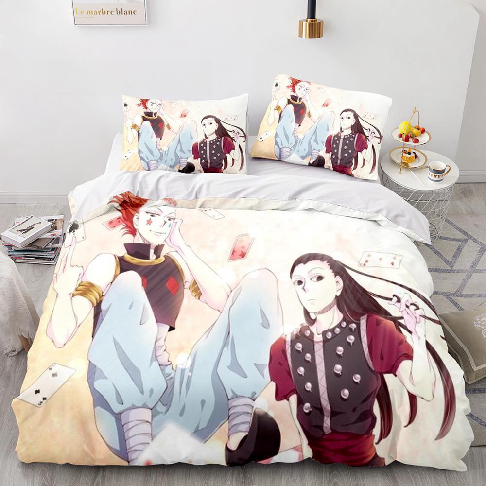 Hunter × Hunter Bettwäsche-Set Einzelbett Twin Full Queen King Size Bettset Erwachsene Kind Schlafzimmer Bettbezug Sets 3D-Druck Anime Bettlaken