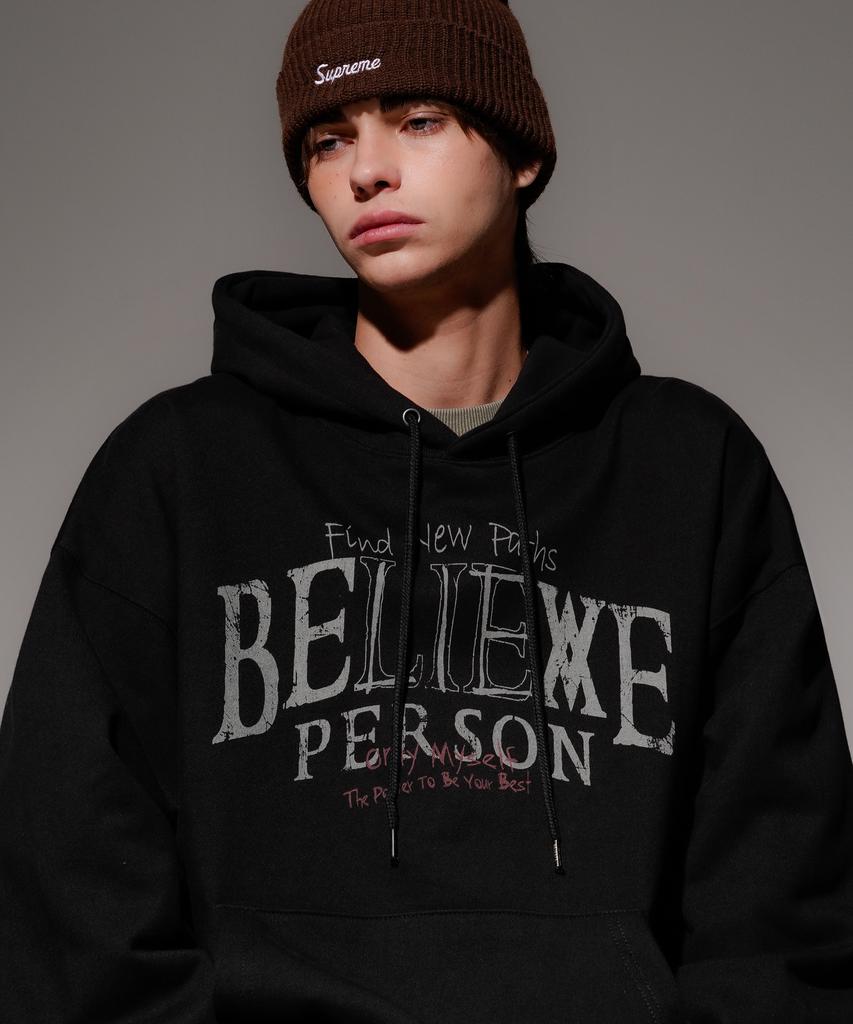 Believe Heavy Cotton Hoodie Black Kmhd6830