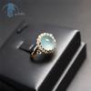 Green Chalcedony Ring Cabochon Ring For Women New Chinese Style Vintage Imitation Green Chalcedony Jewelry Light Luxury