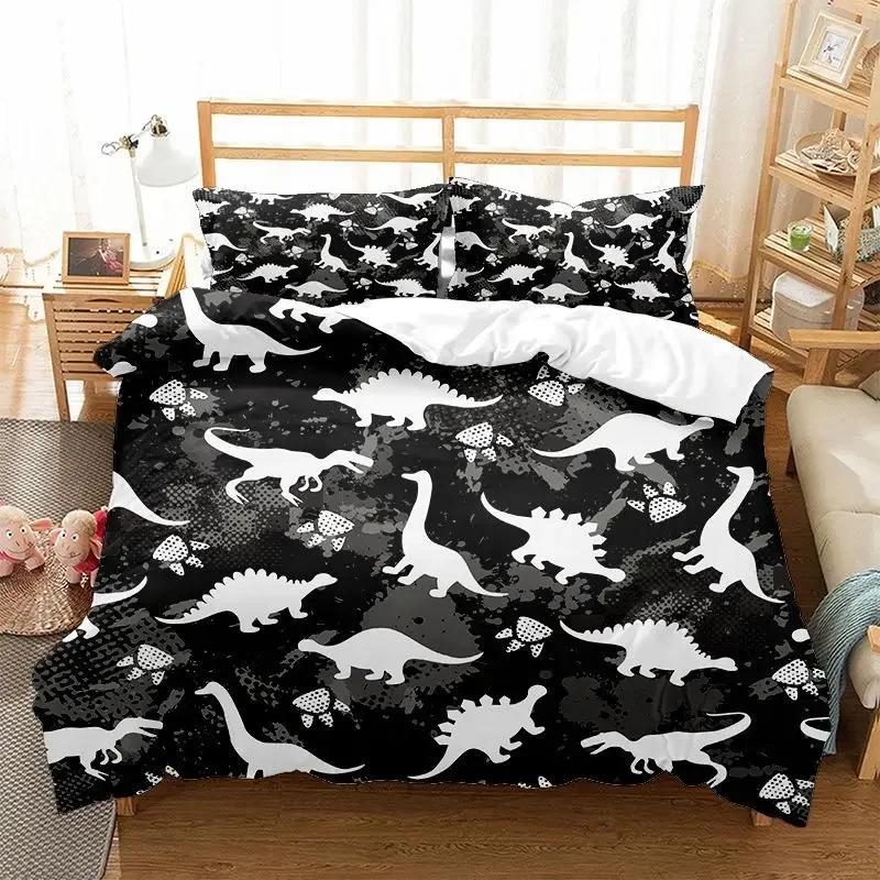 Dinosaur Comfortable Duvet Quilt Cover Pillowcase Bedding Set Children Bedroom Decoration Home Textile